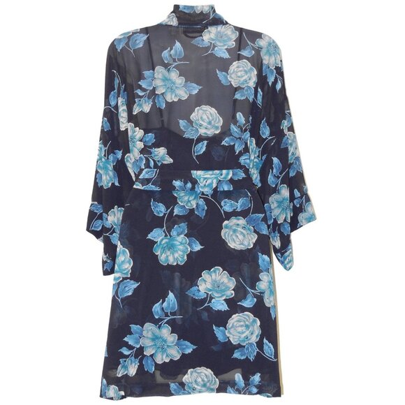 Lingerie Cacique Nightgown & Robe sz xs/s NEW/NWT Navy Blue Roses Floral Chiffon - Picture 5 of 6